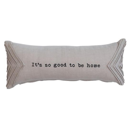 It&#x27;s So Good To Be Home Cotton Chambray Lumbar Pillow with Pleats